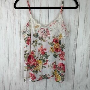 Abercrombie and Fitch silk floral lace tank Small